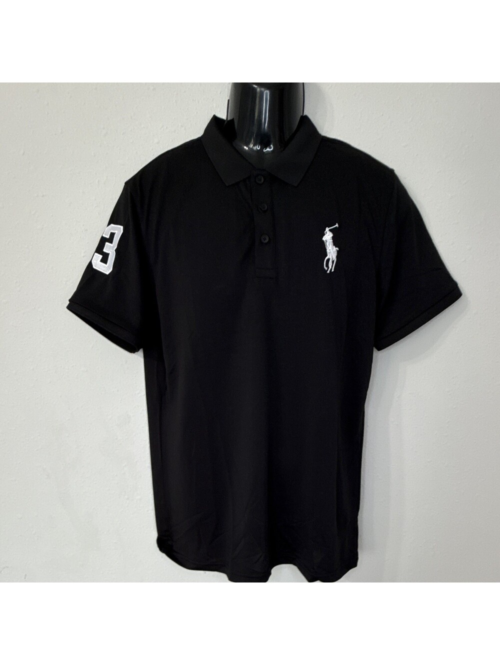 Polo Ralph Lauren Men’s 2XL Black Solid Short Sleeve Knit Polo, Embroidered Logo